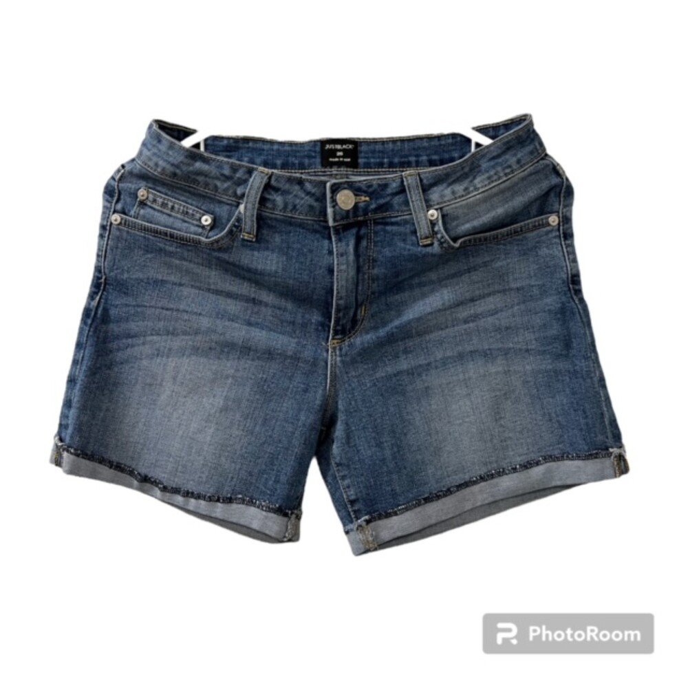 Just Black Denim Womens Mid Rise Cuffed Jean Shorts Blue Size 26 Made USA